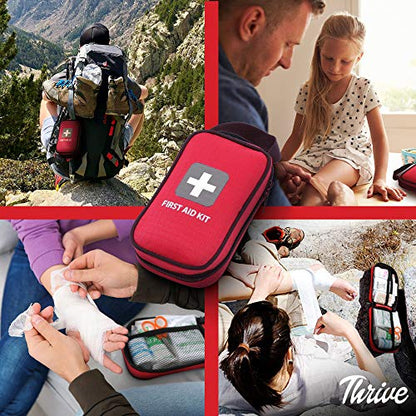 Thrive Compact First Aid Kit - Waterproof Rip-Stop Nylon Travel First Aid Kit - Camping & Hiking Medkit with Wipes & Bandages - Portable Car Emergency Pack for Roadside Emergencies - 100-Piece Set - style: 100 Piece - Bag