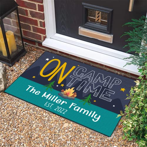 Personalized Camping Doormat Custom Family Name Door Mat, On Camp Time Front Door Rug, Housewarming Party Accessories & Decorations Inside Outside, Non-Slip Decorative Gift Home Rugs, 16 x 24 inches - color: Style 17