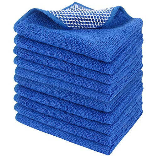 SINLAND Absorbent Microfiber Dish Cloth Dish Rags Best Kitchen Cloths Cleaning Cloths with Poly Scour Side 12Inchx12Inch 10 Pack Dark Blue - color: Dark Blue, size: 12inchx12inch 10pack