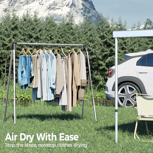 TOOLF Clothes Drying Rack Foldable, Laundry Drying Rack Stainless Steel, Portable Clothes Rack, Clothing Garment Rack, Drying Rack for Clothing, Indoor Outdoor, Free-Standing, Large Capacity - size: 48 inch New