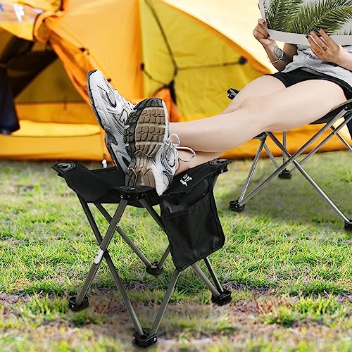 Roptat Camping Stool,Portable Folding Compact Lightweight Stool Seat for Camping Fishing Hiking Gardening Outdoor Walking Backpacking Travelling and Beach with Carry Bag (Black) - color: Black