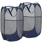 2 Pack Laundry Hamper,Foldable Mesh Popup Laundry Basket with Durable Handle,Easy to Open and Fold for Dorm, Laundry Room, Bedroom, RV(blue+ blue)… - color: blue+ blue