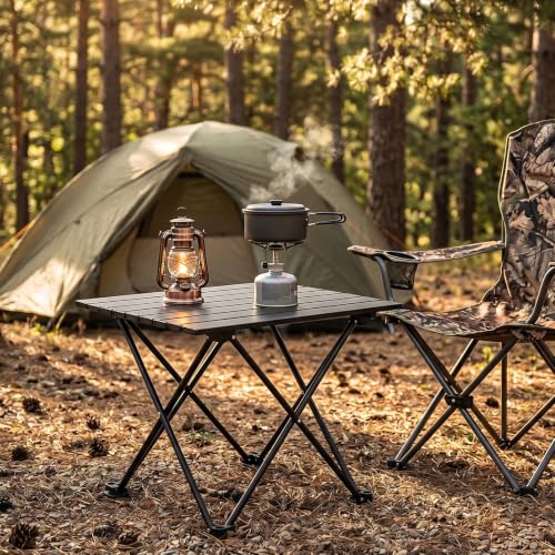 REDCAMP Portable Camping Table, Ultralight Roll Up Folding Table | 22x17’’ Beach Tbale with Storage Bag for Outdoor, Picnic, Sports, Party, Cooking, Camping, Black - size: 22"D x 16"W x 14"H