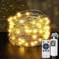 Rechargeable Fairy Lights Plug In 33FT 100 LED,8 Modes Fairy Lights Battery Operated with Remote Timer USB Charging, IP65 Waterproof Outdoor Camping Lights, for Camping Patio Christmas Bedroom Decor