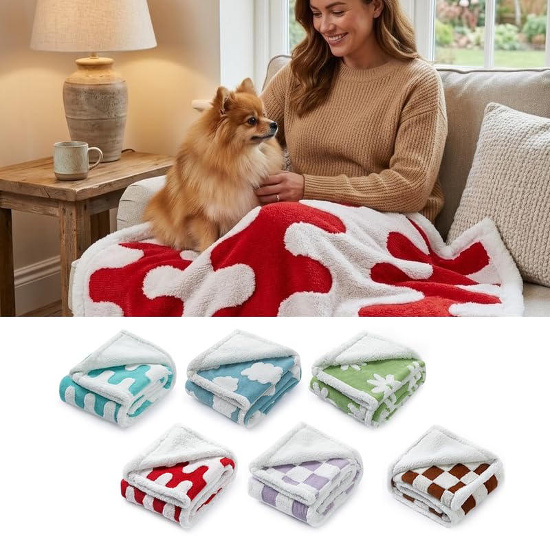 Waterproof Pet Blanket,Dog Bed Covers Small Throw for Puppy Cats Stylish Jacquard Pets Couch Sofa Furniture Protection Washable Reversible Covers (Red Wave,XS) - color: Red Wave, size: XS-50*70cm(20*28in)