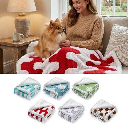 Waterproof Pet Blanket,Dog Bed Covers Small Throw for Puppy Cats Stylish Jacquard Pets Couch Sofa Furniture Protection Washable Reversible Covers (Red Wave,XS) - color: Red Wave, size: XS-50*70cm(20*28in)