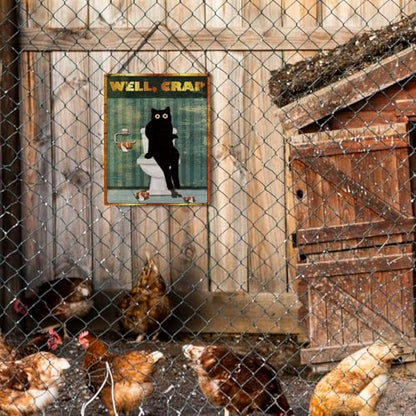wall-pediments MP 471 Well, Crap Black Cat Toilet Plaque, 6.7 x 10 Inches Hilarious Bathroom Decor - color: Generic 9956