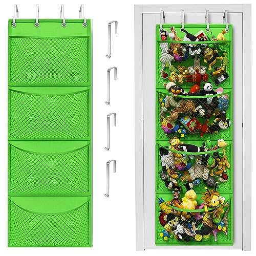Honeyera Storage for Stuffed Animal - Over Door Organizer for Stuffies, Baby Accessories, and Toy Plush/Easy Installation with Breathable Hanging Pockets (Green) - color: Green