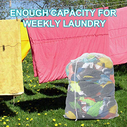 Laundry Bags, Mesh Heavy Duty 24" x 36" with Drawstring Closure, 3-Pack, Black - color: Black-3Pack