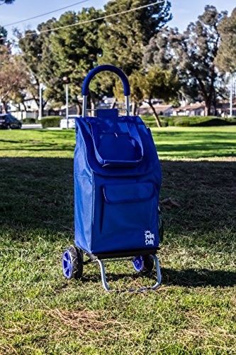 dbest products Trolley Dolly Blue Foldable Shopping cart for Groceries with Wheels and Removable Bag and Rolling Personal Handtruck, Standard - color: Blue, style: Cart