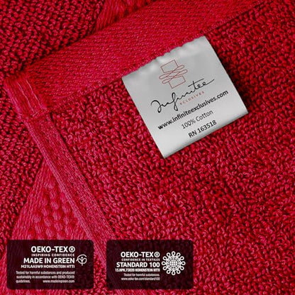 Infinitee Xclusives Burgundy Hand Towels for Bathroom - Set of 6 (16x28 inches) 600 GSM, 100% Cotton Ultra Soft, Quick Drying, Hotel Quality Hand Towel Set (Burgundy) - color: Burgundy, size: Hand Towels - 6 Pack