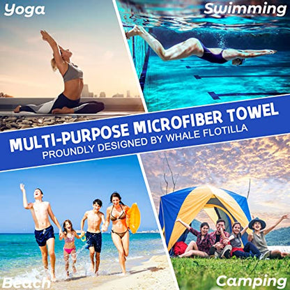 Whale Flotilla 2 Pack Quick Dry Beach Towels Oversized (35"x70"), Microfiber Sand-Free Beach Towel Set, Extra Large Compact Pool Travel Accessories, Green and Pink - color: Green/Pink, size: 70.00" x 35.00"