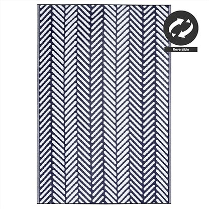 FH Home Outdoor Rug - Waterproof, Fade Resistant, Reversible - Premium Recycled Plastic - Herringbone - Large Patio, Deck, Sunroom, Camping, RV - Fresno - Navy Crease Free - 6 x 9 ft - color: Fresno - Navy, size: 6' x 9' (Rectangular)