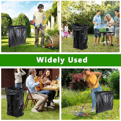 Trash Bag Holder, 30-45 Gallon Metal Garbage Bag Holder, Multi-use Portable Trash Bag Holder Stand, Square Pattern Base Leaf Bag Holder for Patio, Yard, Garden - color: BlackC-1 PC