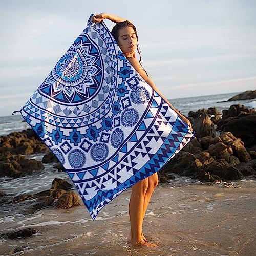 Elite Trend Microfiber Beach Towel for Adults with Bag - Extra Large 78x35 inch Lightweight Sand Free Quick Dry Towel for Travel, Swimming, Yoga, Camping (Blue Angel) - color: Blue Angel, style: Extra Large 78x35"