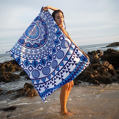 Elite Trend Microfiber Beach Towel for Adults with Bag - Extra Large 78x35 inch Lightweight Sand Free Quick Dry Towel for Travel, Swimming, Yoga, Camping (Blue Angel) - color: Blue Angel, style: Extra Large 78x35"