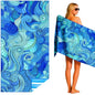 Puomue Microfiber Lightweight Beach Towel, 71 Inch X 32 Inch, Ultra Portable, Sand Free, Quick Dry, Thin and Large Size Towel for Travel, Camping, Swimming (Waves, 71“ X 32”)