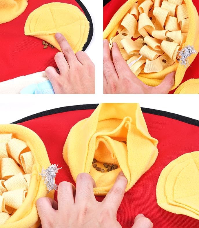 Ferret Cats Snuffle Mat Fleece Foraging Mats Interactive Feeding Toy Small Animal Rabbit Guinea Pig Rat Hamster Anti Slip Treat Dispenser Slow Feeder (Mushroom) - color: Mushroom