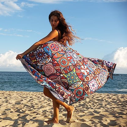 Elite Trend Quick Dry Towel Extra Large 78x35 Inch - Microfiber Beach Towel - Perfect for Beach, Travel, Swimming, Pool, Yoga, Hiking, Camping - Lightweight, Fast Drying, Compact for Adults (Mandala) - color: Mandala, style: Extra Large 78x35"