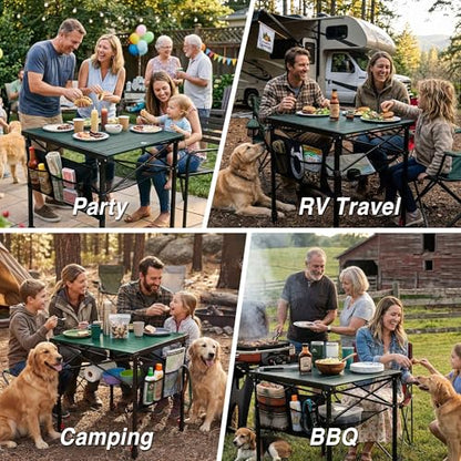 Camping Table Portable Foldable with Adjustable Height, Lightweight Collapsible Aluminum Roll-Up Camp Table with Storage Bag & Carry Bag, Heat-Resistant for RV Picnic BBQ Camping (Large 28"×25") - size: Large 28"×25" - Dining Height (32.5"H)