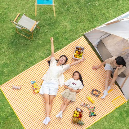 Extra Large Picnic Blanket Beach Blankets, 80''x80'' Picnic Mat Waterproof Sand Proof Foldable Portable for Outdoor Camping Hiking Travel Grass Park Music Festival Lawn Mats (yellow, 80x80 inch) - color: Yellow 80x80 Inch
