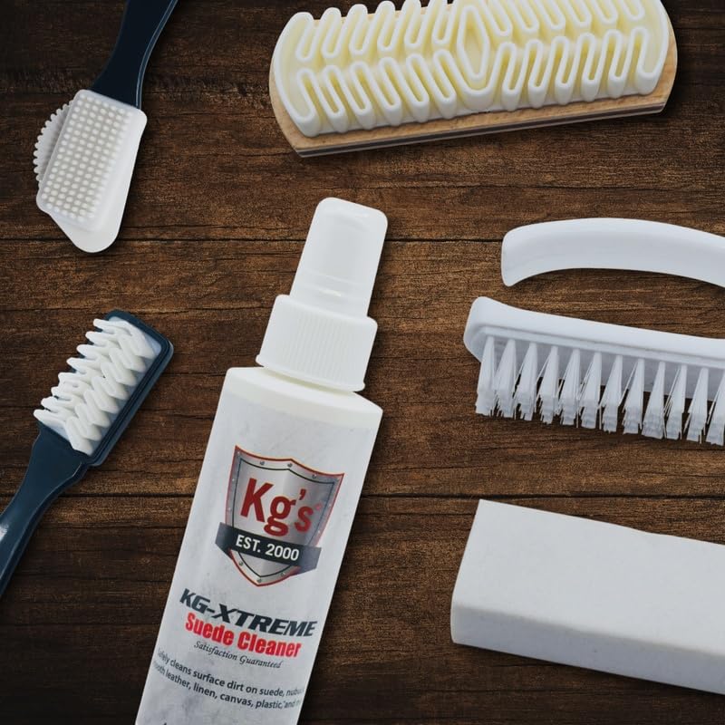 Kg's Premium Shoe Care Kit – Includes Cleaner, Suede Kit, Black & Brown Polish, Brushes, Applicators & Cloths for All Shoes - style: Suede Shoe Cleaning Kit