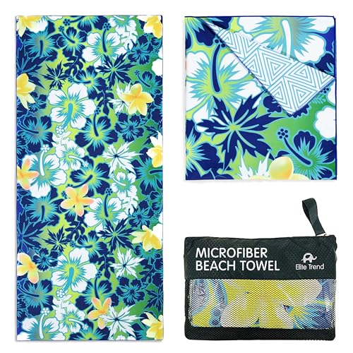 Elite Trend Microfiber Beach Towel for Adults with Bag - Extra Large 78x35 inch Lightweight Sand Free Quick Dry Towel for Travel, Swimming, Yoga, Camping - color: Hawaii, style: Extra Large 78x35"
