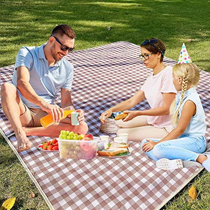 Extra Large Picnic Blanket Beach Blankets, 80''x80'' Picnic Mat Waterproof Sand Proof Foldable Portable for Outdoor Camping Hiking Travel Grass Park Music Festival Lawn Mats (brown, 80x80 inch) - color: Brown 80x80 Inch