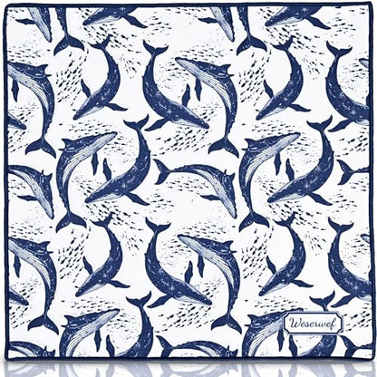 WESERWEF Design Microfiber Glasses Cleaning Cloth – Premium Cleaning Cloth for Eyeglasses, Screens, Tablets, Cameras & Lenses, 12" x 12", Ultra-Soft & Scratch-Free (Whales) - color: whales