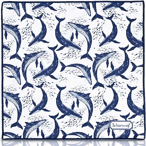 WESERWEF Design Microfiber Glasses Cleaning Cloth – Premium Cleaning Cloth for Eyeglasses, Screens, Tablets, Cameras & Lenses, 12" x 12", Ultra-Soft & Scratch-Free (Whales) - color: whales