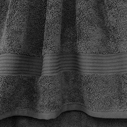 Cotton Paradise Towel Set of 6, 2 Bath Towels, 2 Hand Towels and 2 Washcloths Towels for Bathroom Sets, Smoke Gray - color: Dark Gray