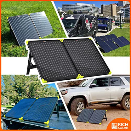 RICH SOLAR 100W Briefcase Solar Charging Kit Portable Solar Panel with 20A Charger Controller Built-in Robust Kickstand (100W+10A Controller)