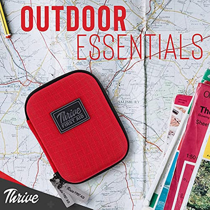 Thrive Mini First Aid Kit - Compact Travel Essentials Pack - Waterproof Camping Essentials Set - Portable Car First Aid Kit & Hiking Supplies Pouch - 66-Piece Set, Red Shell Case - style: 66 Piece - Shell