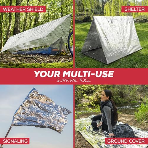 Mart Cobra Emergency Blanket 100-Pack | Reflective Thermal Blanket | Survival Gear | Lightweight Mylar Blankets | Retains 90% Body Heat | Essential for Camping, First Aid, Homeless Care Package Bulk - size: 100 Pack