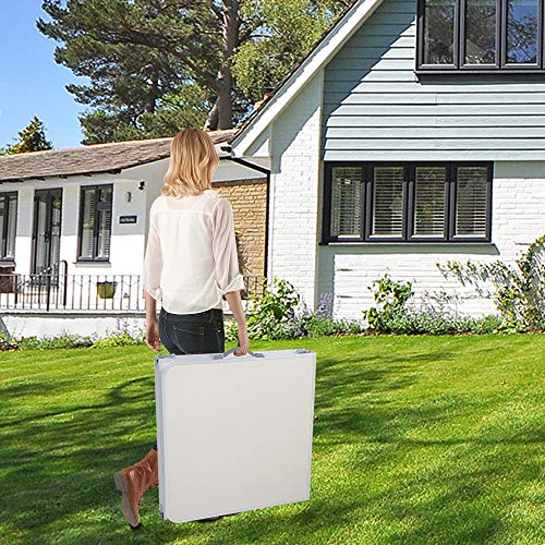 3/4/6 Foot Plastic Folding Table,Adjustable Foldable Table with Carrying Handle,Outdoor Picnic Party Table for Camping,Wedding,Kitchen,Beach,Straight Legs - White (White, 6ft) - size: 6ft