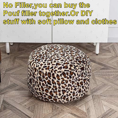 Asuprui Animal Pouf Ottoman Unstuffed Ottoman Foot Rest Round Fuzzy Pouf Seat Bean Bag Foot Rest Foldable Floor Chair Storage for Living Room Bedroom Leopard Print - color: Leopard Print Pouf No Filler