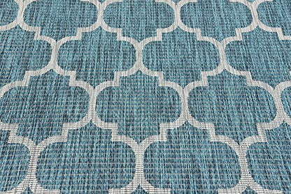 Unique Loom Outdoor Trellis Collection Area Rug (5' 3" x 8' Rectangle, Teal/ Gray) - color: Teal/Gray, size: 5'3" x 8' (Rectangular)