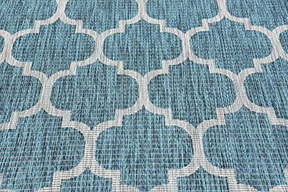 Unique Loom Outdoor Trellis Collection Area Rug (6' 1" x 9' Rectangle, Teal/ Gray) - color: Teal/Gray, size: 6'1" x 9' (Rectangular)