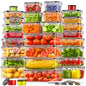 KEMETHY 60 PCS Food Storage Containers with Lids Airtight, Total 737oz, BPA-free, Food-grade, Eco-friendly Material, Leak Proof Plastic Containers, Microwave/Dishwasher Safe - color: 60 PCS