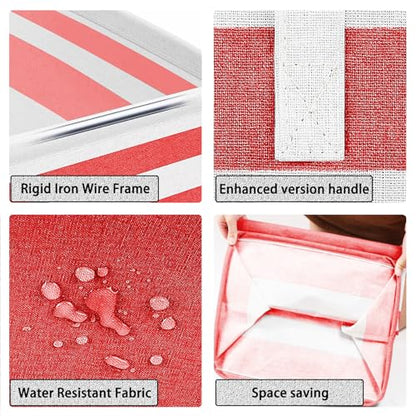 2-Pack Foldable Laundry Basket,Large Laundry Baskets with Handles,Waterproof Laundry Hamper,Collapsible Laundry Hampers for Clothes Organizer 80L (Red) - color: Red