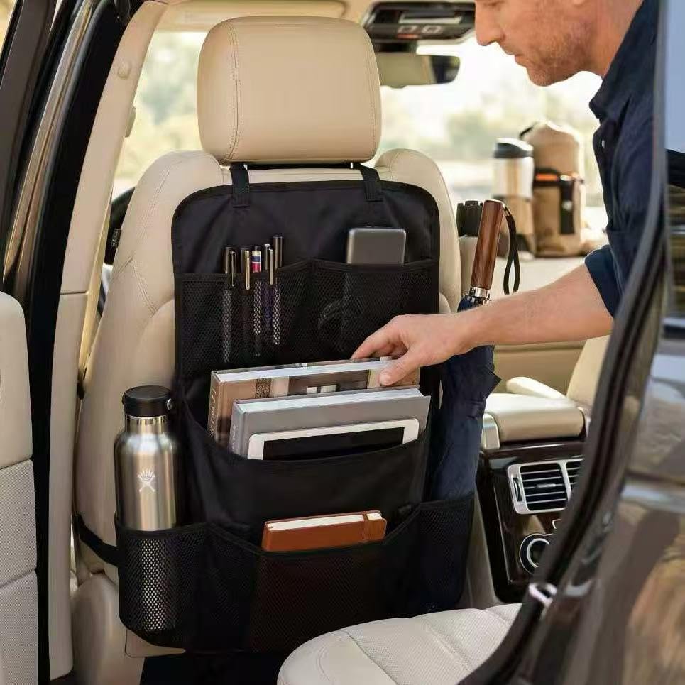 3-in-1 Car Seat Organizer Car Seat Back Organizer with Tablet & Laptop Holder, Passenger Seat Storage Bag with Compartment,Headrest Organizer for Cars,Trucks,SUVs,Vans
