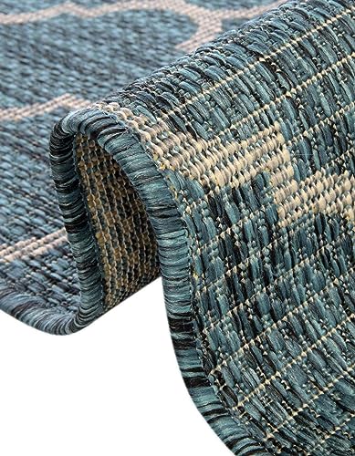 Unique Loom Outdoor Trellis Collection Area Rug (3' 3" x 5' 3" Rectangle, Teal/ Gray) - color: Teal/Gray, size: 3'3" x 5'3" (Rectangular)