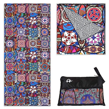 Elite Trend Quick Dry Towel Extra Large 78x35 Inch - Microfiber Beach Towel - Perfect for Beach, Travel, Swimming, Pool, Yoga, Hiking, Camping - Lightweight, Fast Drying, Compact for Adults (Mandala) - color: Mandala, style: Extra Large 78x35"