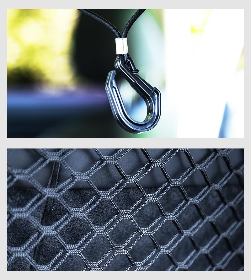 Car Dog Barrier Net for Volvo XC60 2. Gen (SPA), Dual Layer Trunk Cargo Net Backseat Divider with Hook Safety Mesh Pet Guard Storage Bag