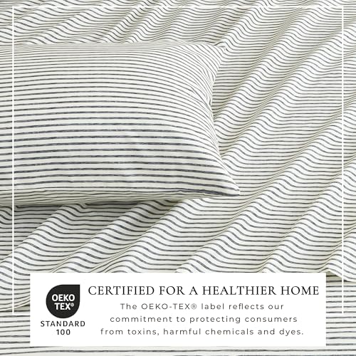 Great Bay Home Full Size Stripe Microfiber Sheet Set - 4-Piece Ultra-Soft Bedding Sheets & Pillowcases - Wrinkle Free, Comfortable, All-Season Bed Sheets (Dark Grey) - color: 02 Stripe - Dark Grey, size: Full