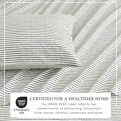 Great Bay Home Full Size Stripe Microfiber Sheet Set - 4-Piece Ultra-Soft Bedding Sheets & Pillowcases - Wrinkle Free, Comfortable, All-Season Bed Sheets (Dark Grey) - color: 02 Stripe - Dark Grey, size: Full