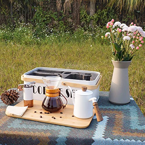 SOTECH Pour Over Coffee Maker Set Pour Over Coffee Dripper Manual Coffee Mill Grinder glass pour over coffee maker - color: White