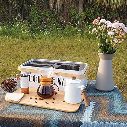 SOTECH Pour Over Coffee Maker Set Pour Over Coffee Dripper Manual Coffee Mill Grinder glass pour over coffee maker - color: White