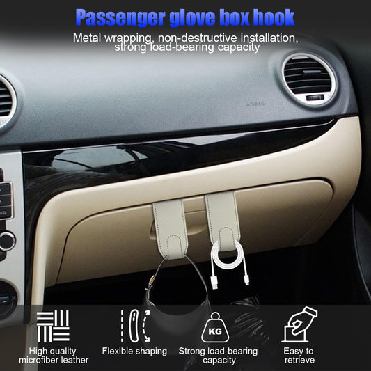 Bittwee Car Co-Pilot Glovebox Hooks, 2PCS Anti-Scratch Vehicle Passenger Seat Storage Hanger for Handbag Purse Umbrellas, Auto Interior Organizer, Universal for SUV Sedan Truck(Beige) - color: Beige/2PCS
