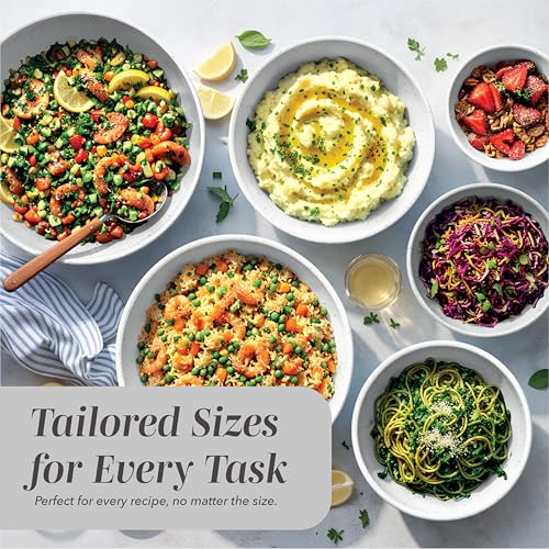 COOK WITH COLOR Mixing Bowls with TPR Lids - 12 Piece Plastic Nesting Bowls Set includes 6 Prep Bowls and 6 Lids, Microwave Safe Mixing Bowl Set (Speckled White) - color: Speckled White TPR Lids